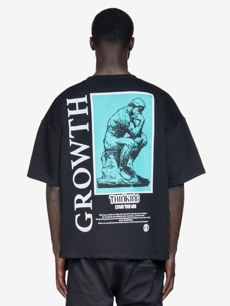 "THINKING" BACKPRINT SIDEJEANS TEE BLACK