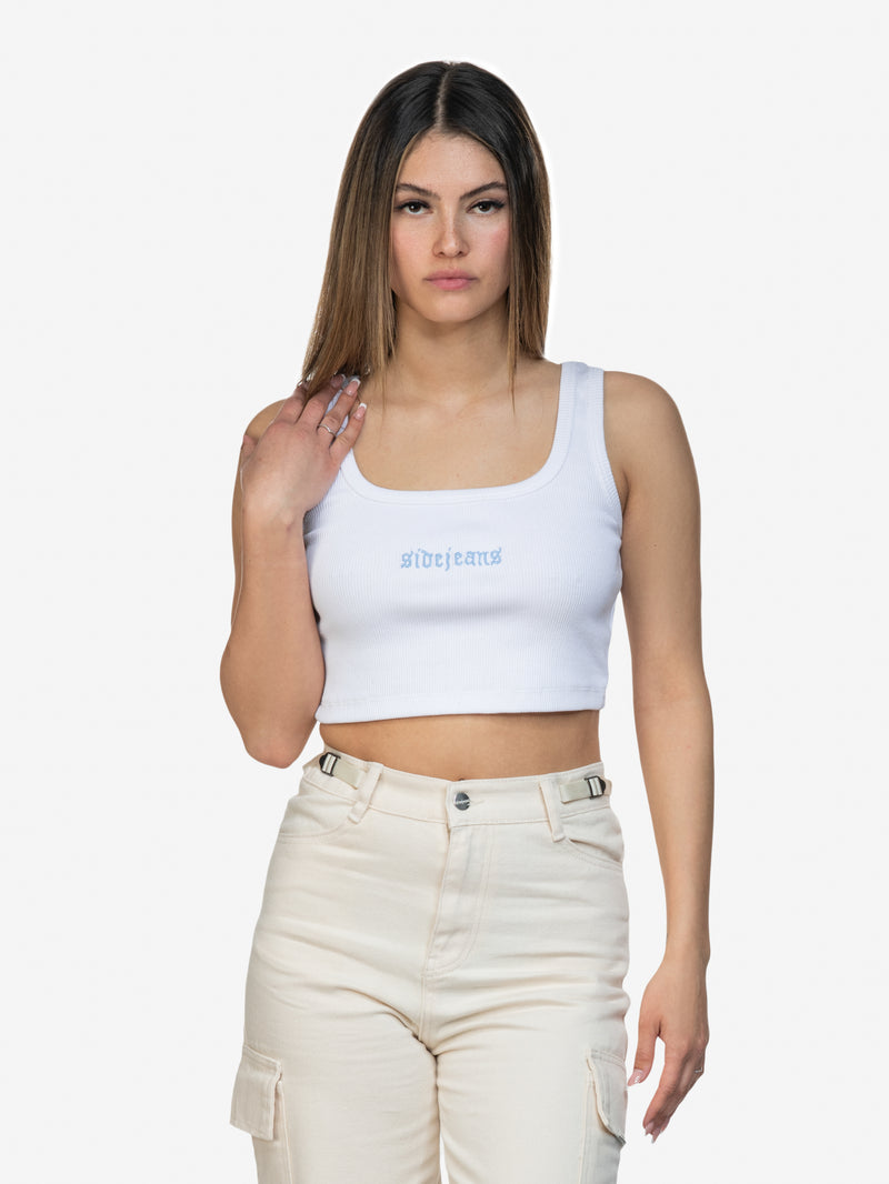 CROPPED TOP SIDEJEANS WHITE