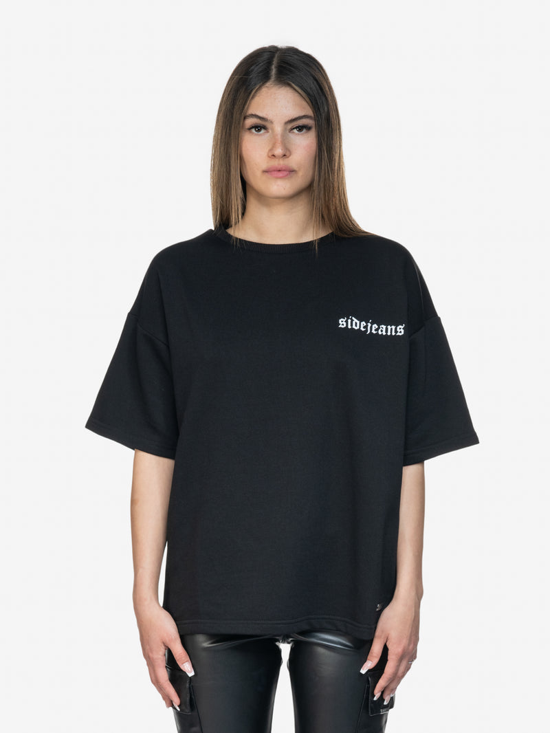 "THINKING" BACKPRINT SIDEJEANS TEE BLACK