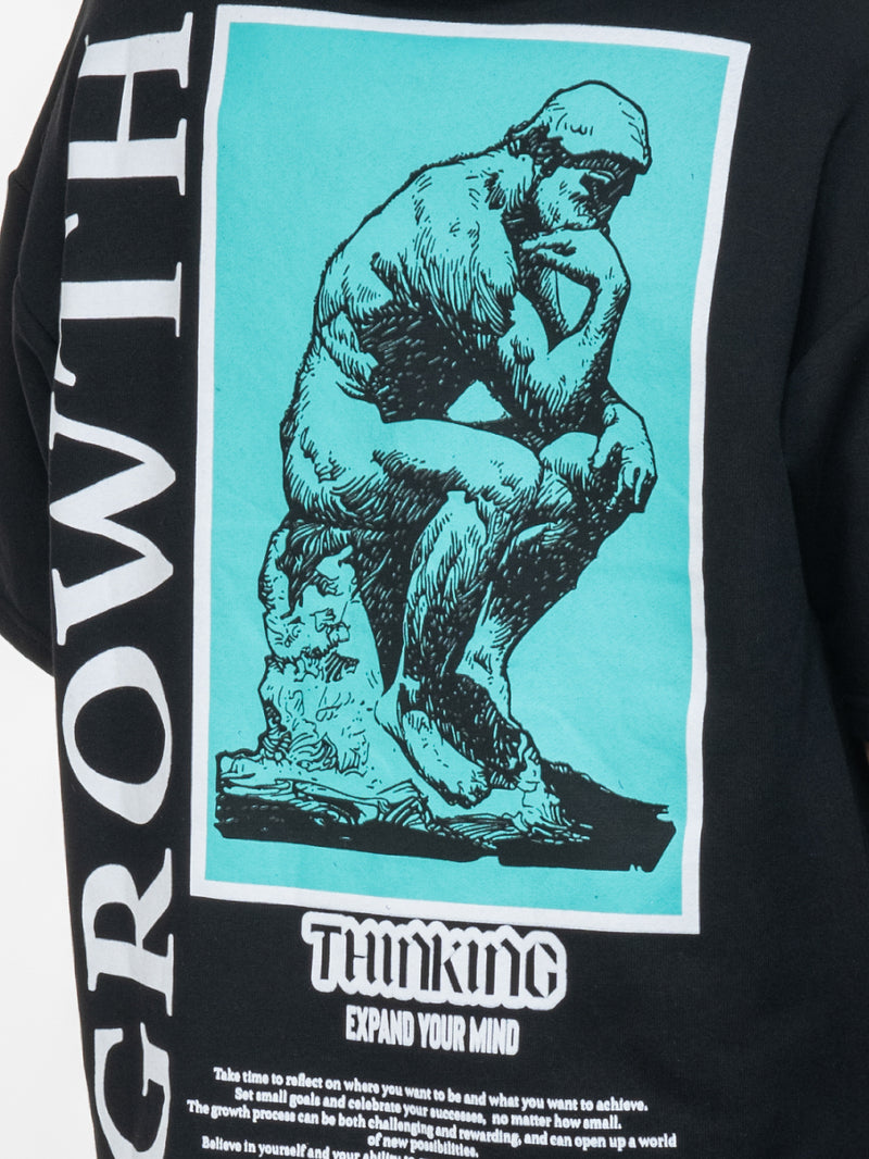 "THINKING" BACKPRINT SIDEJEANS TEE BLACK