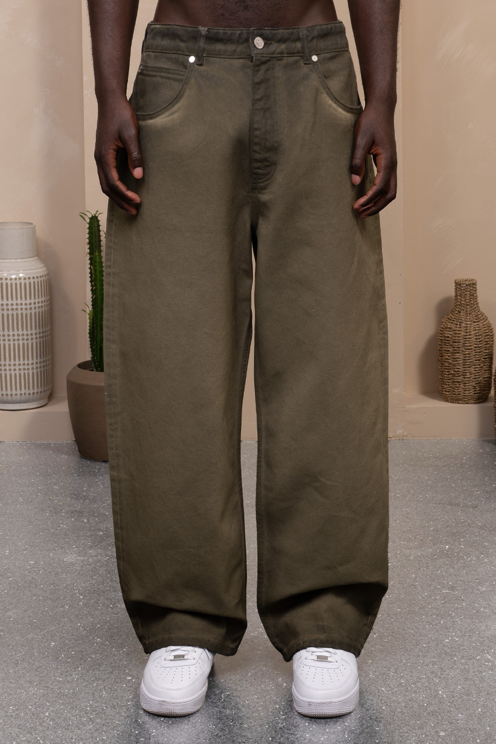 Oil Washed Denim Matcha