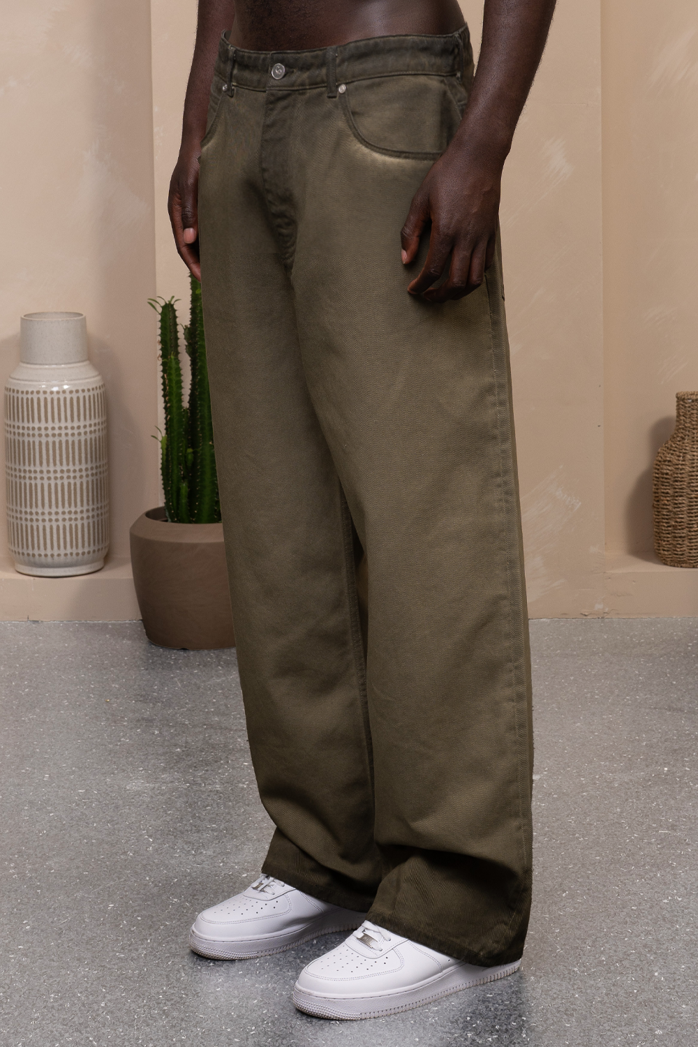 Oil Washed Denim Matcha