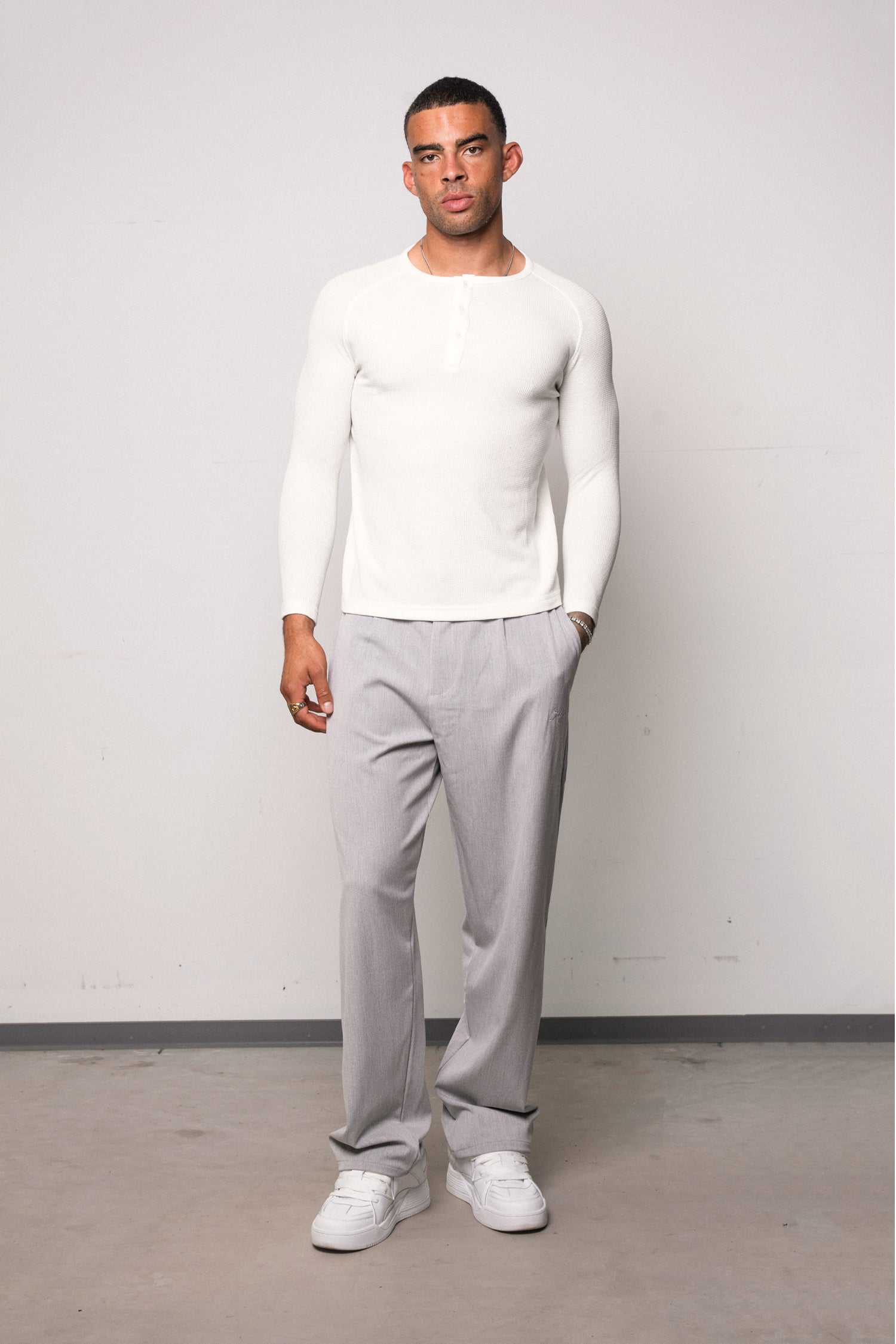 Waffle Slim Henley Longsleeve