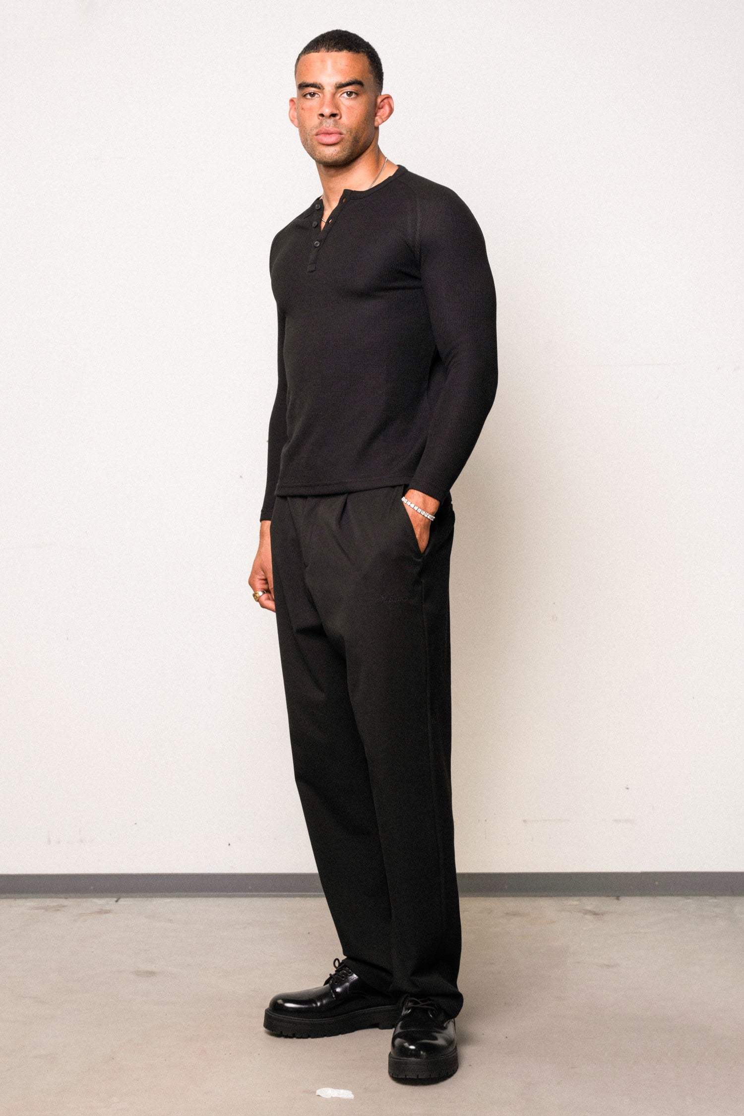 Waffle Slim Henley Longsleeve