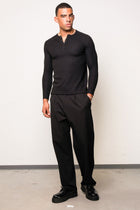 Waffle Slim Henley Longsleeve