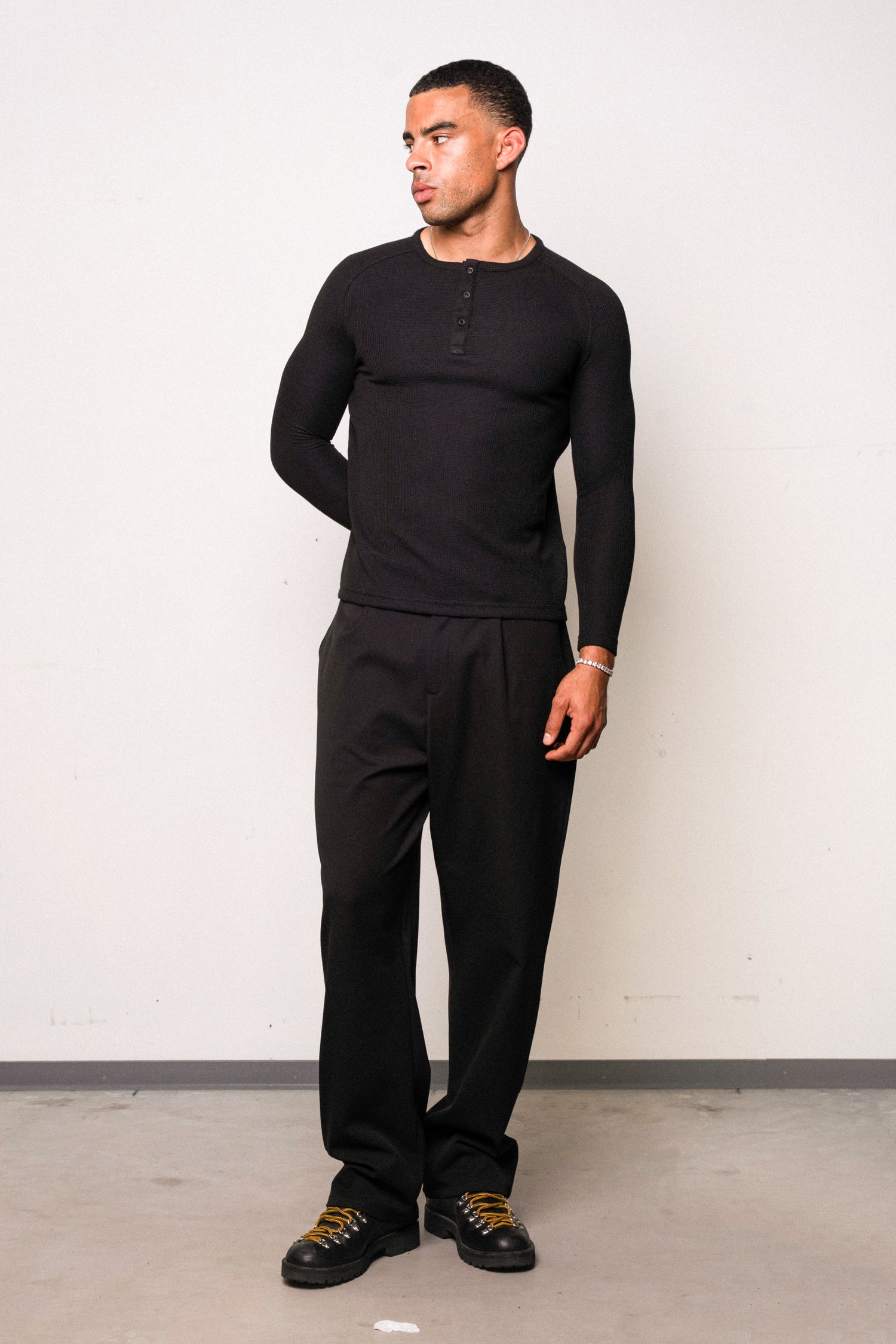 Waffle Slim Henley Longsleeve