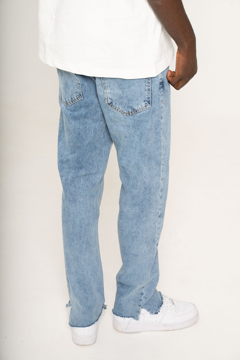 DISTRESSED ANKLE JEANS BLUE
